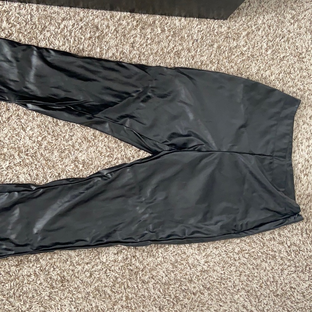 Leather pants with ankle split